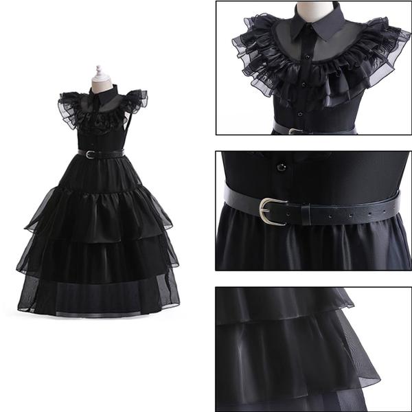 Imagem de Fantasia QIEMIAO Wednesday Addams Dress Kids Halloween 7-8Y