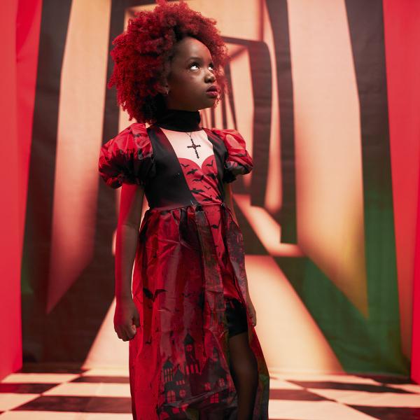 Imagem de Fantasia Rainha Vampira Infantil Halloween Vestido Festa Top