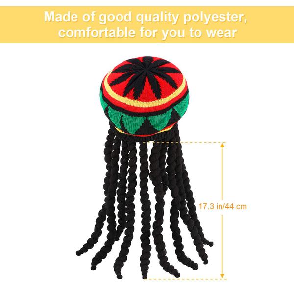 Imagem de Fantasia Rasta Hat SATINIOR para homens com peruca preta Dreadlocks