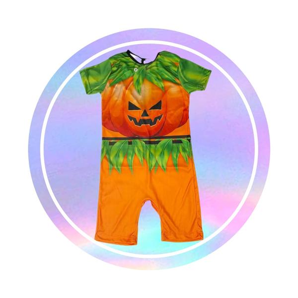 Imagem de Fantasia Roupa Infantil Abóbora Halloween C/máscara Envio Já