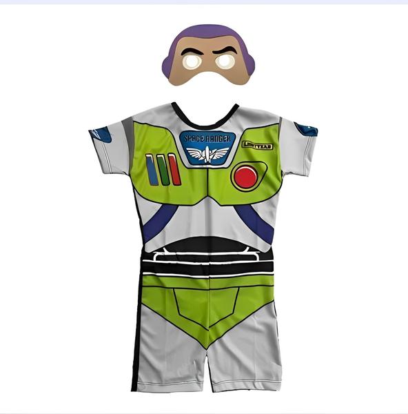 Imagem de Fantasia Roupa Infantil Astronauta Buzz Lightyear 2 Máscaras dos 2 aos 9 anos