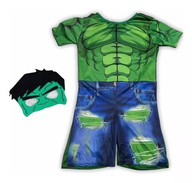 Imagem de Fantasia Roupa Infantil Incrível Hulk com Músculo+ Máscara ( dos 2 aos 9 anos )