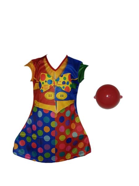 Imagem de Fantasia Roupa Infantil Vestido Palhaço Com Nariz