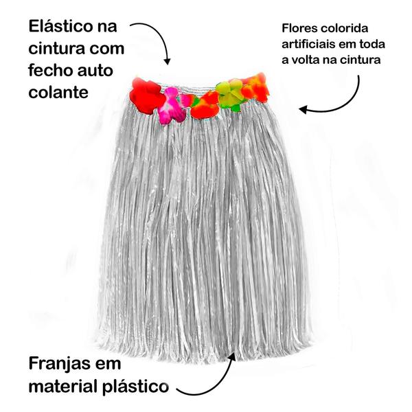 Imagem de Fantasia Saia Havaiana Hula Hula Colorida Adulta 60 Cm