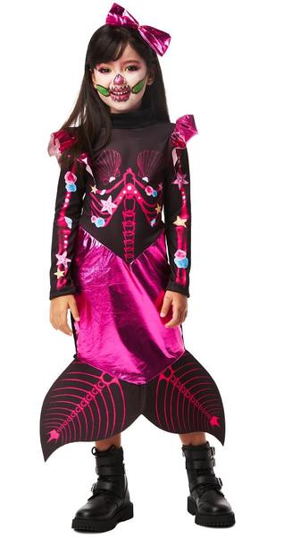 Imagem de Fantasia Sereia do Mal Halloween Menina Sereia Pink c/ Cauda