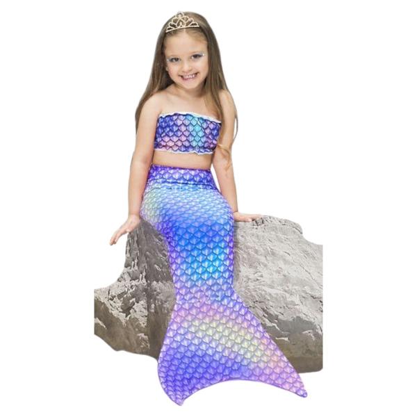 Imagem de Fantasia Sereia Infantil com Nadadeira Cauda Longa Colorida Yara Ariel Aniversário Fundo do Mar Festa Folclore Carnaval