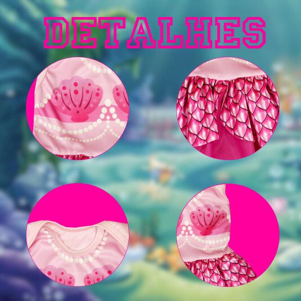 Imagem de Fantasia Sereia Pink Feita Em Poliéster Para Menina Vestido Rosa Carnaval Fantasias Super