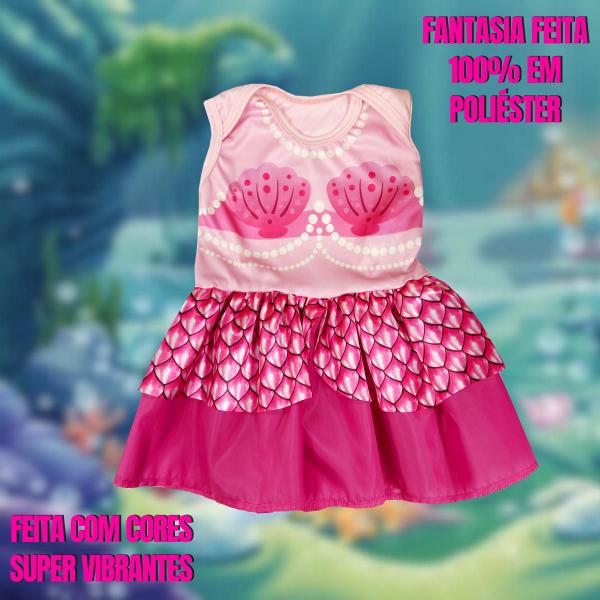 Imagem de Fantasia Sereia Pink Feita Em Poliéster Para Menina Vestido Rosa Carnaval Fantasias Super