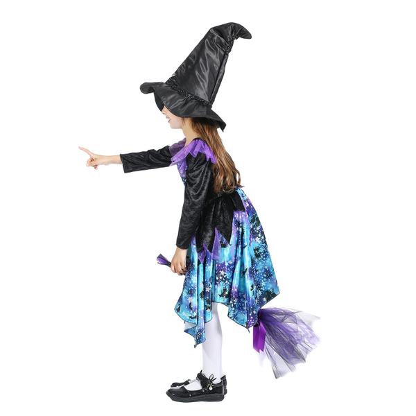 Imagem de Fantasia Sincere Party Deluxe Blue Witch com chapéu para menina de 7 a 8 anos