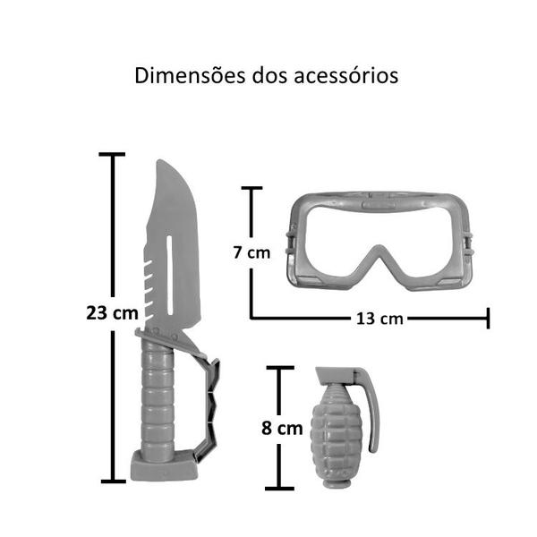 Imagem de Fantasia Soldado do Exército Infantil com Chapéu e Acessórios de 3 e 14 anos