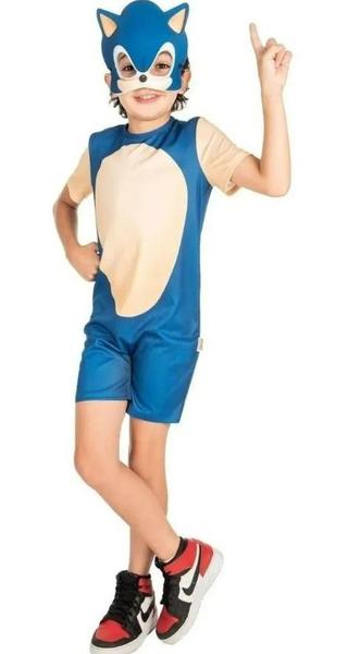 Fantasia Sonic Infantil Original Macacão Curto com Máscara - Global Fantasias Imagem de Fantasia Sonic Infantil Original Macacão Curto com Máscara