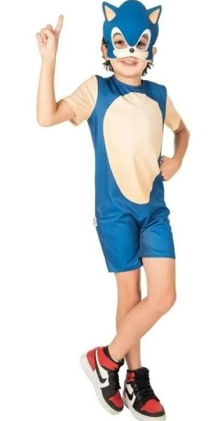 Fantasia Sonic Infantil Original Macacão Curto com Máscara - Global Fantasias Imagem de Fantasia Sonic Infantil Original Macacão Curto com Máscara