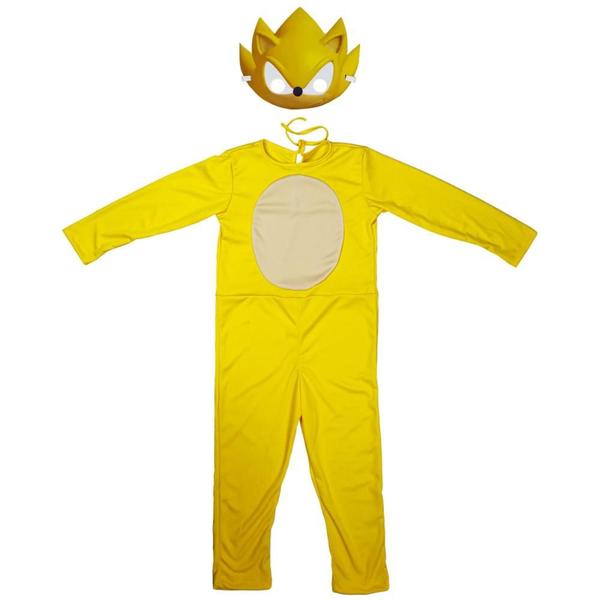 Imagem de Fantasia Super Sonic Infantil Amarelo Longo Com Máscara