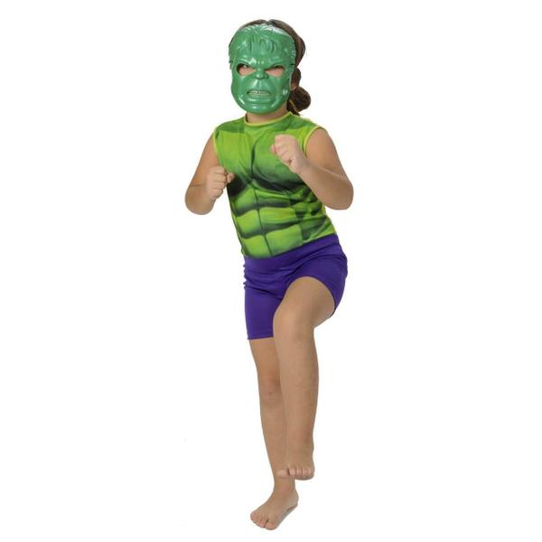 Fantasia Verde Hulk C/ Mascara Vingadores Infantil - Masters Toys Imagem de Fantasia Verde Hulk C/ Mascara Vingadores Infantil