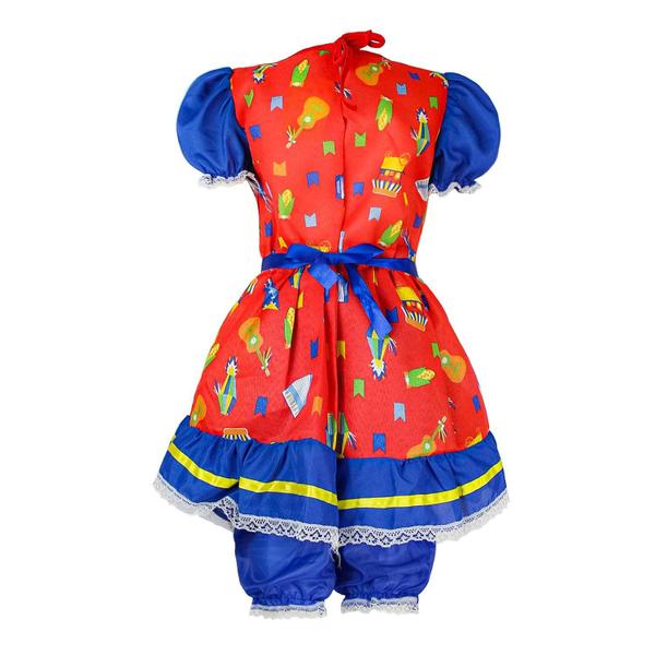 Imagem de Fantasia Vestido Feminino Infantil Festa Junina Com Culote