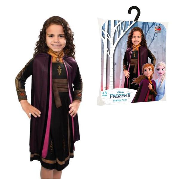 Fantasia Vestido Infantil Anna Frozen 2 Com Capa Luxo Menina Original Disney Criança Elsa - Super Magia Imagem de Fantasia Vestido Infantil Anna Frozen 2 Com Capa Luxo Menina Original Disney Criança Elsa