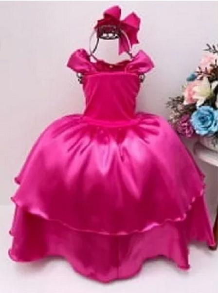 Imagem de Fantasia Vestido Luxo Infantil Princesa Bela Adormecida C/ Tiara