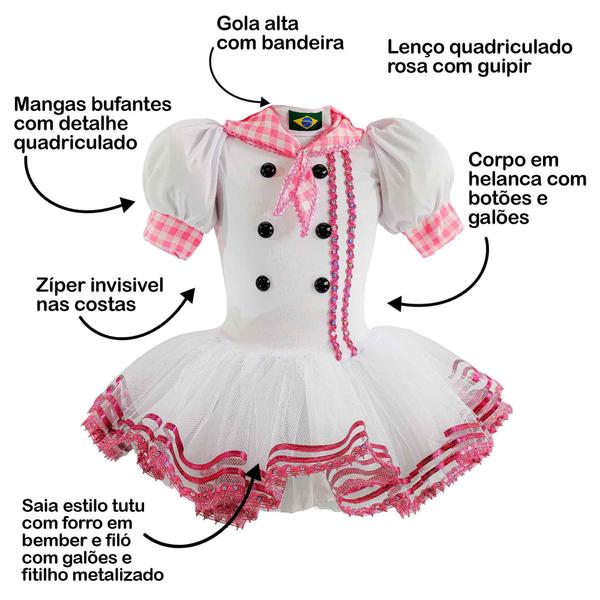 Imagem de Fantasia Vestido Para Bebê Chef de Cozinha Feminina Com Chapéu