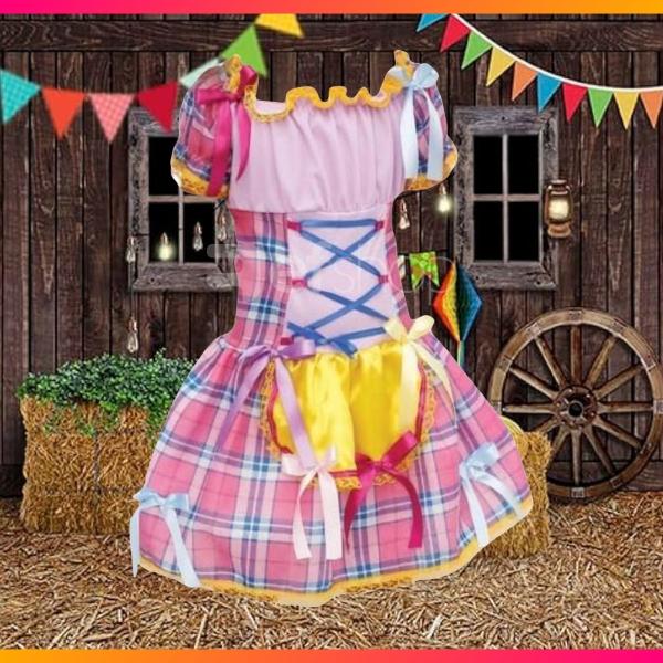 Imagem de Fantasia Vestido para Festa Junina Infantil Fashion Fitas Quadrilha