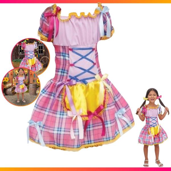 Imagem de Fantasia Vestido para Festa Junina Infantil Fashion Fitas Quadrilha