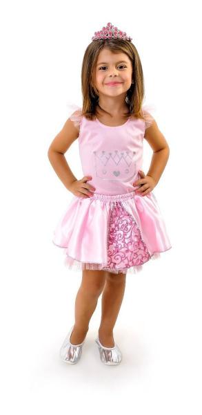 Imagem de Fantasia Vestido Tutu Princesa Aurora Rosa Luxo Infantil