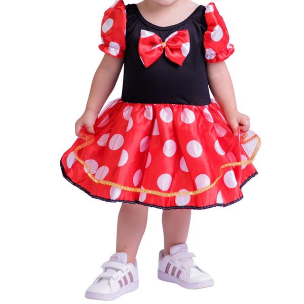 Imagem de Fantasia vestido vermelho de bolinha branca muvilê