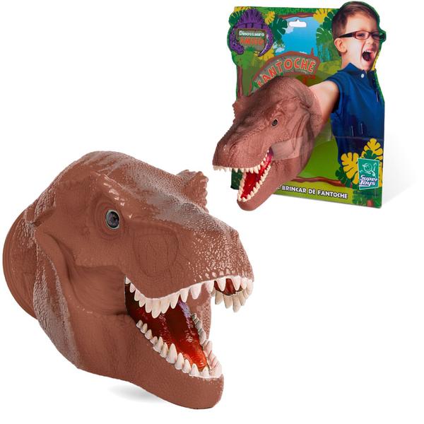 Imagem de Fantoche De Mão Dinossauro Tiranossauro Vinil Macio 19cm - Super Toys