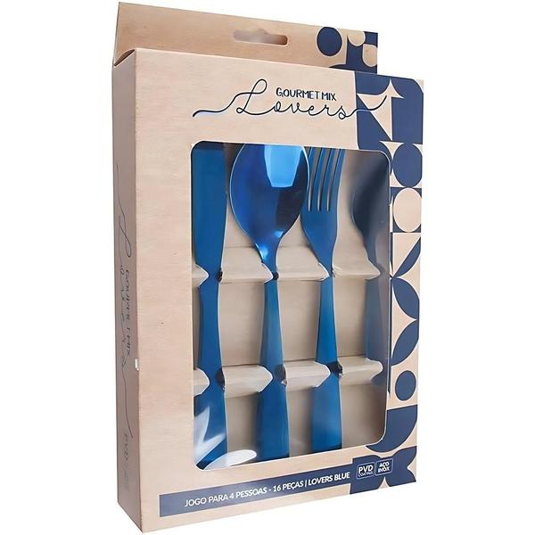 Faqueiro 16 pcs lovers gourmet mix blue - Le Cook Faqueiro 16 pcs lovers gourmet mix blue - Le Cook