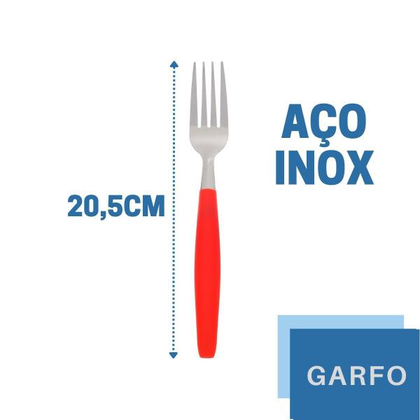 Imagem de Faqueiro 72 Pçs C/ 3 Porta Talheres Vermelho Aço Inox Berlim