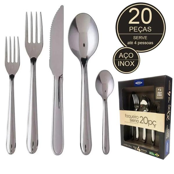 Faqueiro Aço Inox Brinox Siena 20 Peças Facas De Churrasco Imagem de Faqueiro Aço Inox Brinox Siena 20 Peças Facas De Churrasco