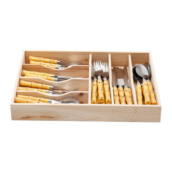 Imagem de Faqueiro De Aco Inox Bon Gourmet 42 Pcs Com Cabo De Plastico Bamboo