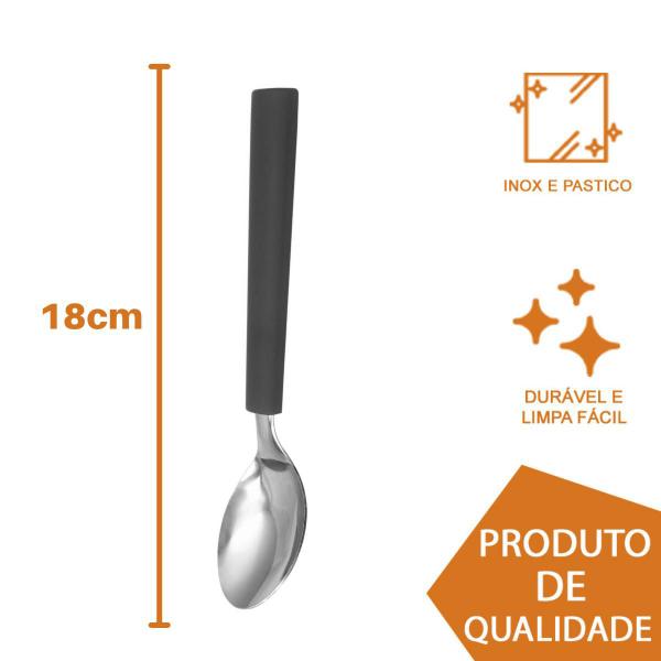 Imagem de Faqueiro Inox Colher Cabo Preto Talher Luxo Fortaleza 180Un