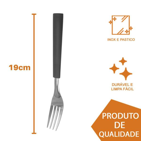 Imagem de Faqueiro Inox Garfo Cabo Preto Talher Luxo Fortaleza 12Un