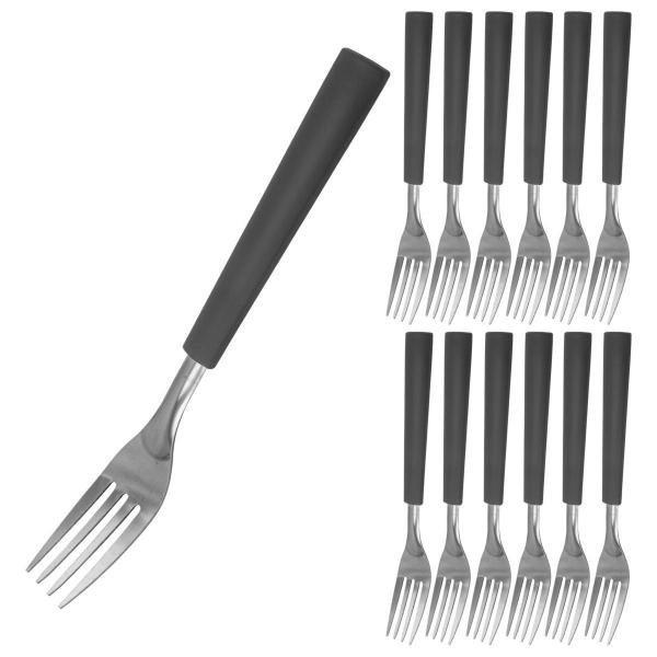 Faqueiro Inox Garfo Cabo Preto Talher Luxo Fortaleza 12Un - PRATICASA Imagem de Faqueiro Inox Garfo Cabo Preto Talher Luxo Fortaleza 12Un