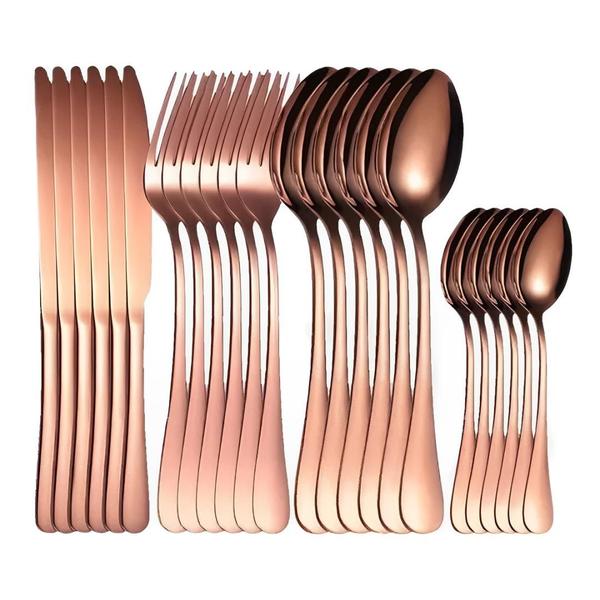 Imagem de Faqueiro Inox Rose Gold Inglaterra Luxo Premium Mesa Posta