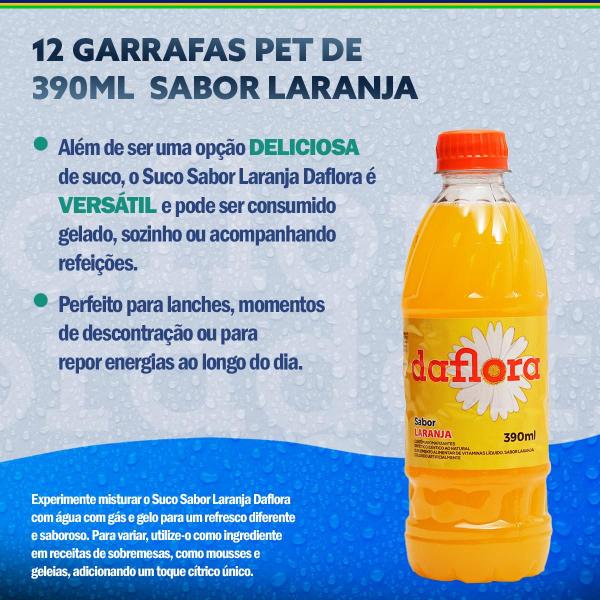 Imagem de Fardo de Suco de Laranja Daflora Garrafa Pet 390ml 12 Unidades