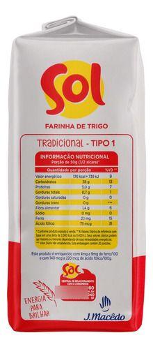 Imagem de Farinha De Trigo Tipo 1 Tradicional Sol Pacote 1kg