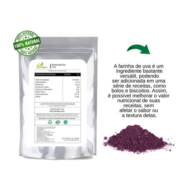 Farinha De Uva Rica Em Fibras E Revesratrol 500G - A Organica Imagem de Farinha De Uva Rica Em Fibras E Revesratrol 500G