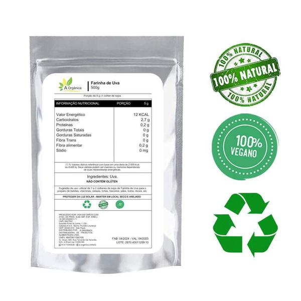 Farinha De Uva Rica Em Fibras E Revesratrol 500G - A Organica Imagem de Farinha De Uva Rica Em Fibras E Revesratrol 500G