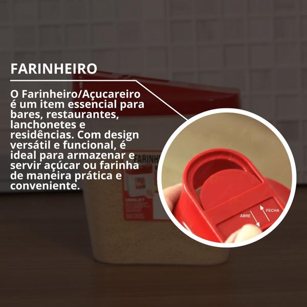 Imagem de Farinheiro Açucareiro 1L Multiuso Plástico Cozinha Design Versátil Resistente