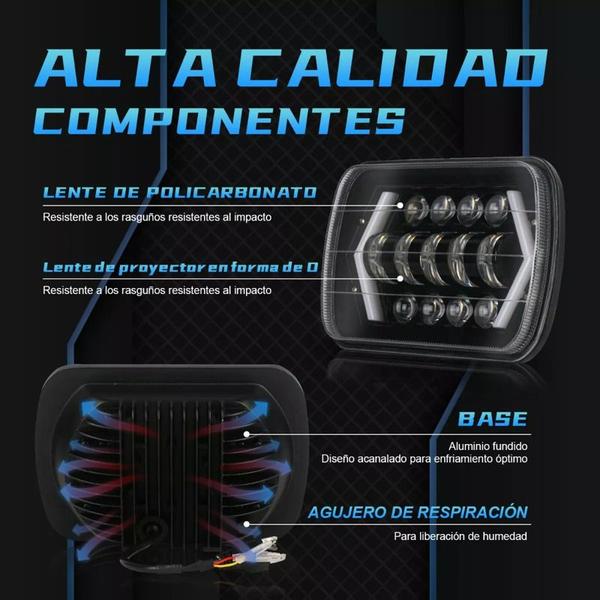 Imagem de Faróis de LED 5x7 6x7 H4 para Jeep Wrangler Yj Cherokee XJ