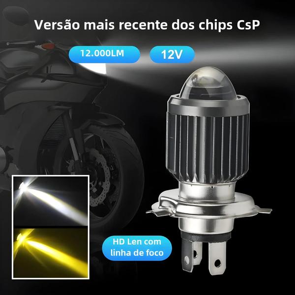 Imagem de Faróis de Motocicleta Super Brilhantes H4 BA20D 12V CSP LED - Feixe Alto e Baixo