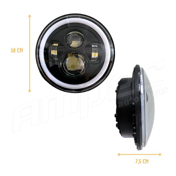 Imagem de Farol Angel Eyes Led + Suporte Jeep Troller Fusca Kombi