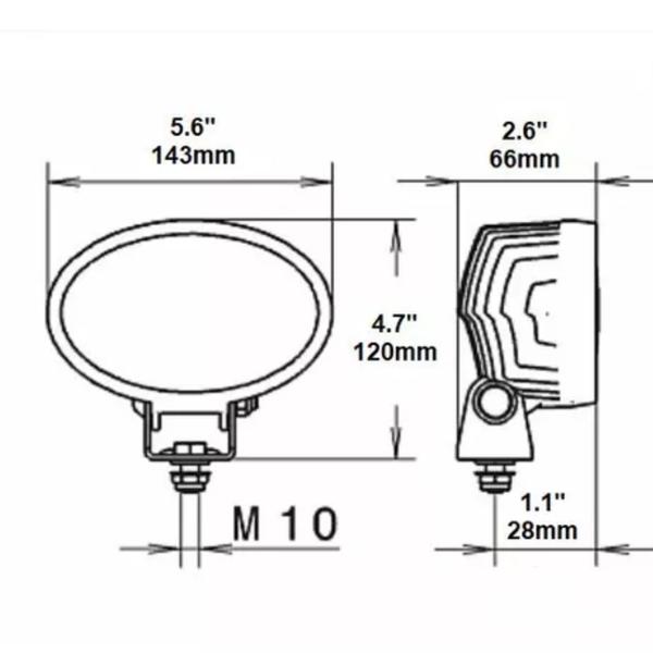 Imagem de Farol Auxiliar LED Oval Trator Agrícola 8 Led's 24W 6000K 12V / 24V