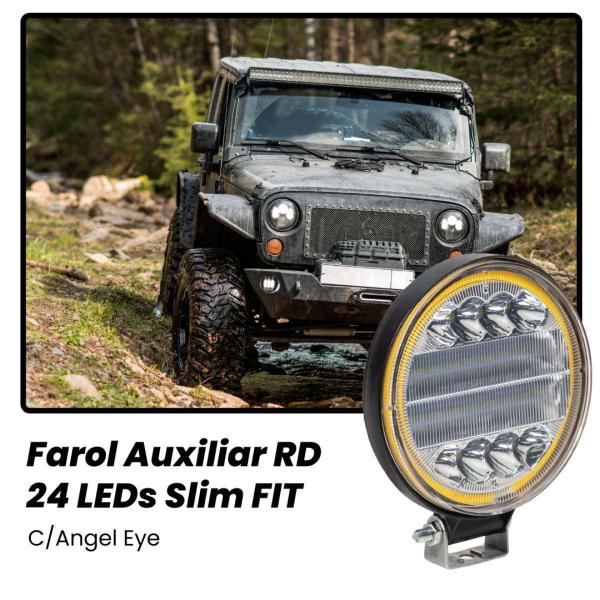 Imagem de Farol Auxiliar Milha 24 Leds Redondo 12/24V 6000K Off Road