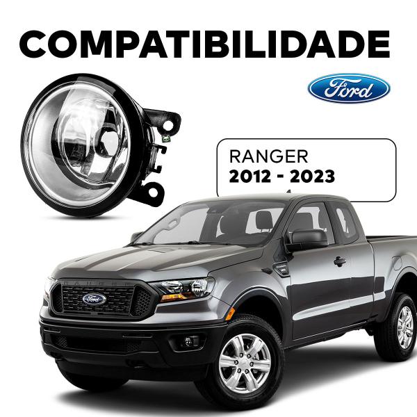 Imagem de Farol Auxiliar Milha Lente Vidro Aro Prata Ranger 2012 13 14 15 16 17 18 19 20 21 22 2023