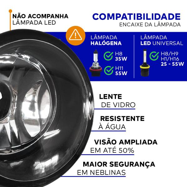 Imagem de Farol Auxiliar Milha Lente Vidro Aro Preto C4 Pallas 2007 2008 2009 2010 2011 2012 2013