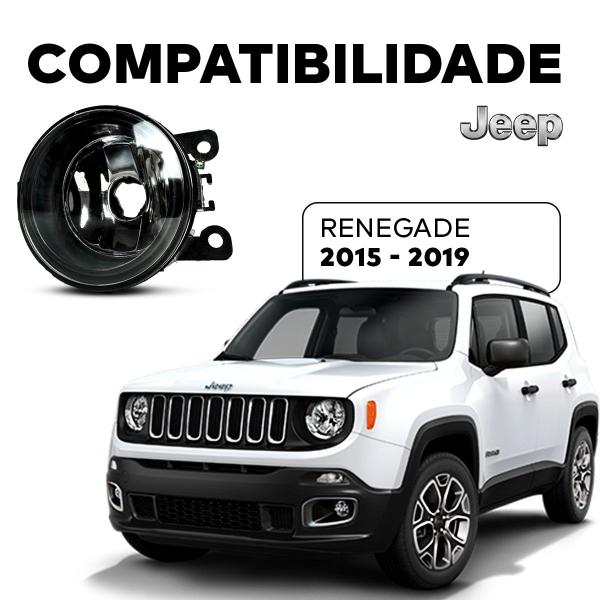 Imagem de Farol Auxiliar Milha Lente Vidro Aro Preto Renegade 2015 2016 2017 2018 2019