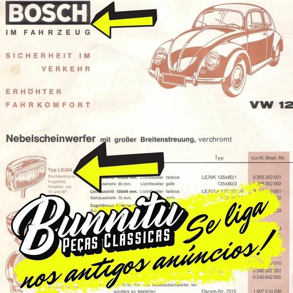 Imagem de Farol Auxiliar Milha Neblina Ré Aro Cromado Lente Cristal Vintage Estilo Bosch Porsche Fusca 49PCC