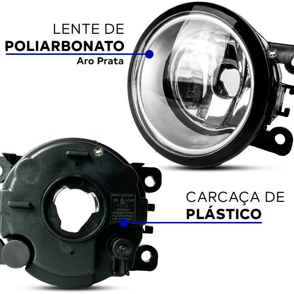 Imagem de Farol Auxiliar Milha Policarbonato Aro Prata Clio 2013 2014 2015 2016 2017 2018 2019